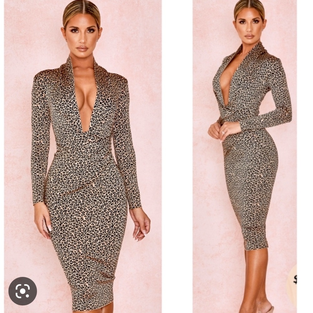 HOUSE OF CB FRANCESCA LEOPARD BANDAGE DRESS